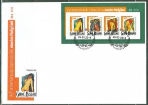 GUINEA BISSAU 2015 95th MEMORIAL  ANNIVERSARY OF AMEDEO MODIGLIANI SHEET  FDC