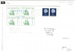 GB 1971 STRIKE POST NETHERLANDS Cover Not Listed PUBLIC MAIL Norway 43c.16