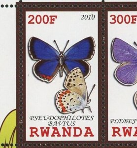 Butterfly Stamp Plebejus Pylaon Insect Souvenir Sheet of 4 Stamps MNH