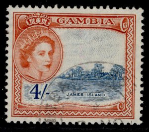 GAMBIA QEII SG182, 4s grey-blue & indian red, FINE USED.