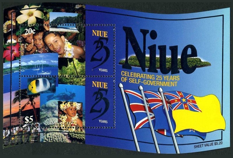 Niue 740 ab sheet, MNH. Mi 934-935 Bl.129. Self-Government. Fish, Yachts,Corals.