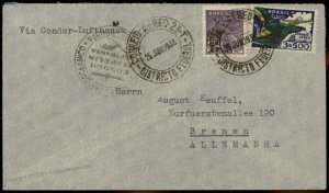 Brazil 1936 Condor Lufthansa Germany Flown Cover  Bremen G84430