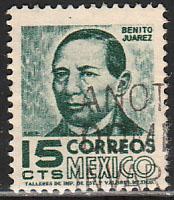 MEXICO 877, 15cents 1950 Definitive 2nd Printing wmk 300. USED. F-VF. (126)