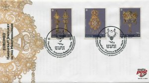 Malta 2021 FDC Euromed Stamps Handcrafted Jewelry Jewellery Handicrafts 3v Set