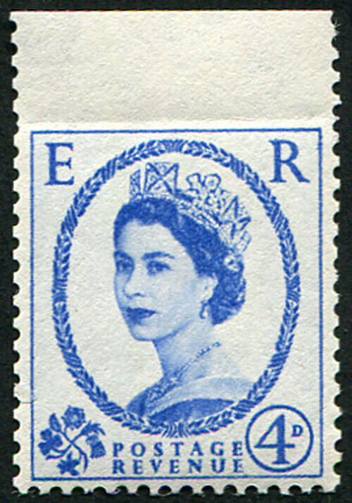 GB 1958 4d imperf at top between stamp and margin unmounted mint Spec S83d … 