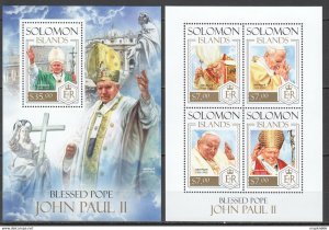 2013 Solomon Islands Pope John Paul Ii Great Humanists #2282-86 1+1 ** Ls155