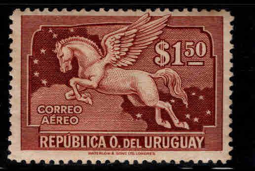 Uruguay Scott C55 MH* Pegasus airmail stamp w collectors mark