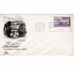 USA 1949 Sc C42 FDC Airmail First Day Cover Artcraft Cachet 75th Anniversary UPU