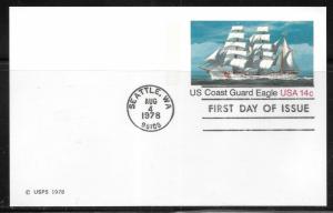 USA Stationery Postcard Scott UX76 14c Coast Guard Ship Eagle FDC