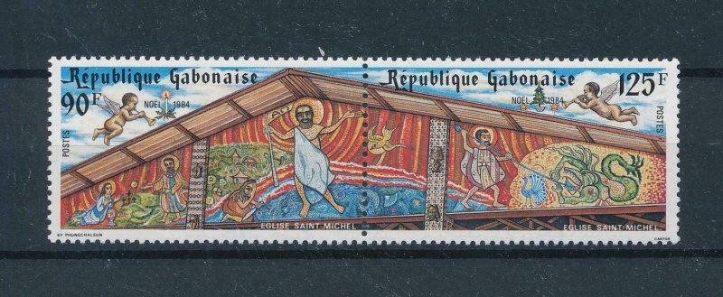 [104725] Gabon 1984 Christmas Weihnachten art paintings Pair MNH