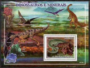 St. Thomas & Prince MNH S/S Dinosaurs & Minerals 2009