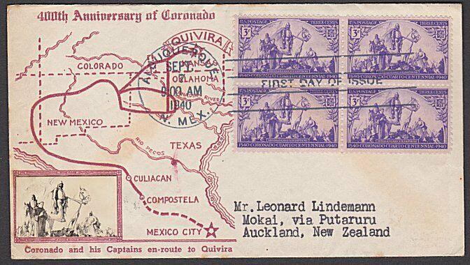 USA 1940 CROSBY photo FDC to New Zealand - Coronado - arrival backstamp....55353