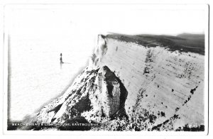 Beachy Head & Lighthouse, Eastbourne, England Real Photo Postcard Mailed 1947