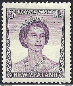 NEW ZEALAND 1953 QEII 3d Dull Purple SG721 MH