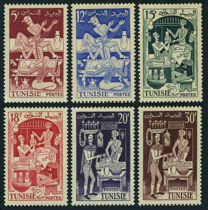 Tunisia 265-270,hinged.Mi 437-442. Embroiderers,Potters,Florists,1955.