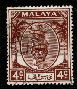 MALAYA PERAK SG131 1950 4c BROWN FINE USED