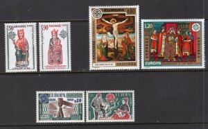 Andorra(French) 1974-6 Europa 3 Sets Complete MNH CV$65