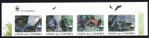 Comoro Is. WWF Livingstone's Fruit Bat Top imperf Strip WWF Logo 2009 MNH