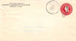 United States South Dakota Roslyn 1927 duplex  Postal Stationery Envelope  Co...