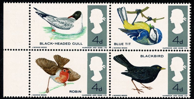 GB 1966 Birds 4d (ord). Listed variety small black dot on gull's wing SG 69...