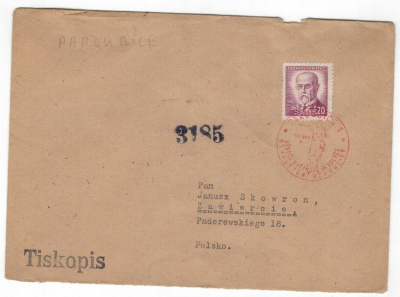 Czechoslovakia 1946 Censored Cover to Poland Cancellation Second World War II