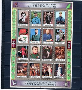 AJMAN 1972 FAMOUS PEOPLE/CHARLES DE GAULLE AND NAPOLEON SHEET OF 16 STAMPS MNH