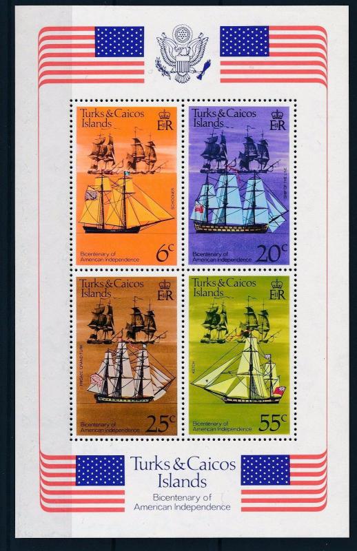 [35444] Turks & Caicos Islands 1976 Bicentenary Independence Sailboats S/S MNH