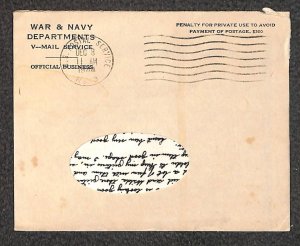 V-MAIL WW2 SGT PAUL MCCAMEY CO.H 315TH INF APO 79 FRANCE TO OHIO COVER 1944