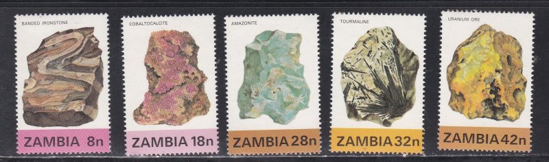 Zambia # 258-262, Minerals, Mint NH, 1/2 Cat.