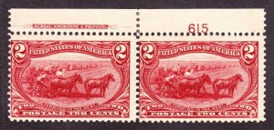 US 286 2c Trans-Mississippi Mint Plate #615 Top Pair Fine OG NH/LH SCV $110