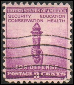 United States 901 - Used - 3c Torch of Enlightenment / For Defense (1940) (6)