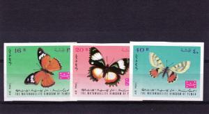 Yemen Kingdom 1968 Butterflies Set (3) IMPERF.MNH Mi.448/50B