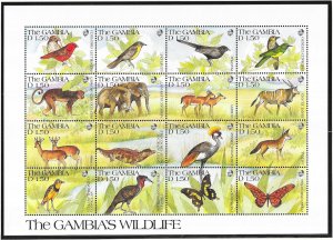 Gambia #1063 1.50d  The Gambia's Wildlife Life  Sheet of 16  (MNH) CV9.00
