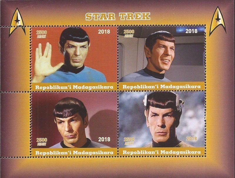 Madagascar - 2018 Star Trek Mr Spock - 4 Stamp Sheet - 13D-188