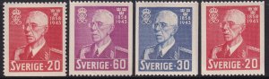 Sc # 338 / 341 Sweden 1943 King Gustaf V MNH complete set CV $12.50