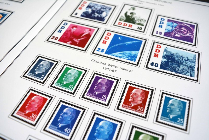 COLOR PRINTED EAST GERMANY DDR/GDR 1949-1990 STAMP ALBUM PAGES (334 ill. pages)