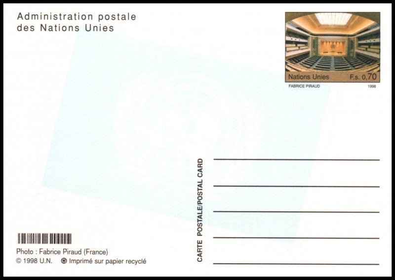 UN Geneva UX13 Postal Card Unused VF