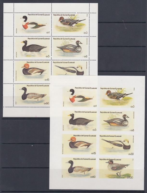 Equatorial Guinea, MNH. 1979 Ducks, perf & imperf Souvenir Sheets