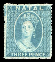 Natal #12, 1862 3p blue, faint cancel