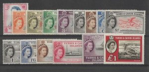 Turks and Caicos Sc #121-135 set of 15 OG VF