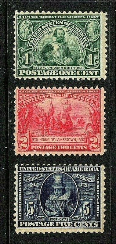 [SD]   US #328-330 MNH OG 1907 JAMESTOWN Expo Issue Set...FREE SHIPPING!!!