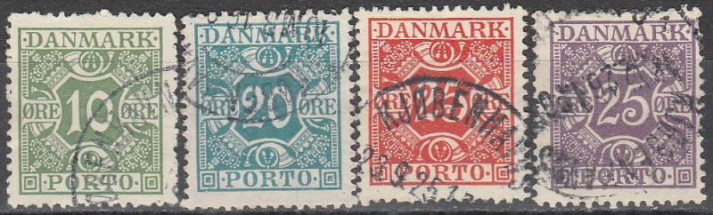 Denmark #J15, J17, J19-20  F-VF Used CV $15.50 (A13960)