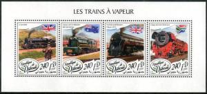 HERRICKSTAMP NEW ISSUES DJIBOUTI Steam Trains Sheetlet