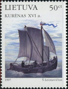 Lithuania #571 Kurenas Baltic Sea Old Ships 50c Postage Stamp 1997 Europe MLH