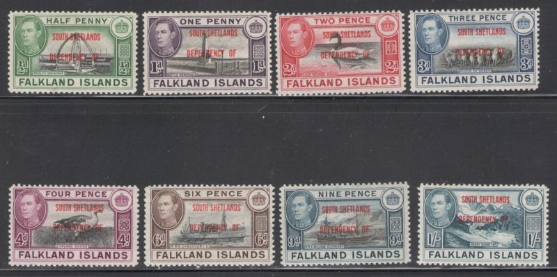 Falkland Islands Dependencies 1944 Overprints Scott # 5L1 - 5L8 MH