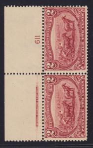 286 Plate # Pair OG mint never hinged with nice color cv $ 175 ! see pic !