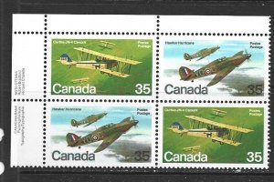 CANADA - 1980 MILITARY AIRCRAFT - UPPER LEFT PLATE BLOCK - SCOTT 876 - MNH