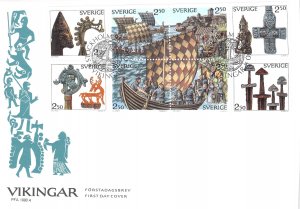 Sweden Scott #1801-1808 FDC Vikings engraved by Czeslaw Slania