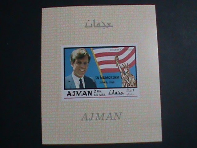 ​AJMAN-AIRMAIL-1968 IN MEMORIAL OF  PRESIDENT ROBERT KENNEDY-IMPERF-MNH S/S VF