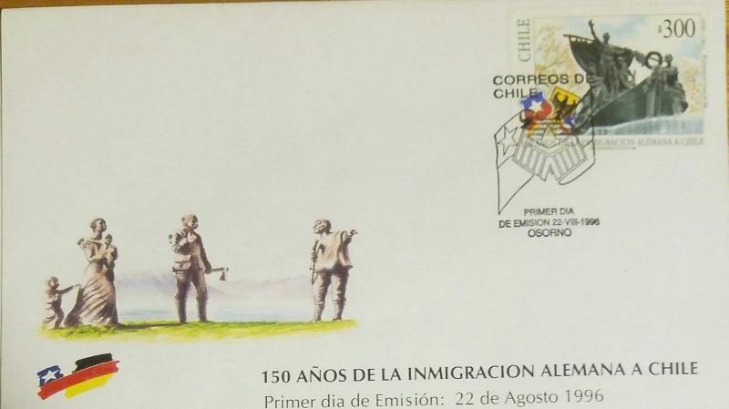 V. eb O) 1996 CHILE, GERMAN IMMIGRATION - MONUMENT SHOWING ARRIVAL ON BOAT,